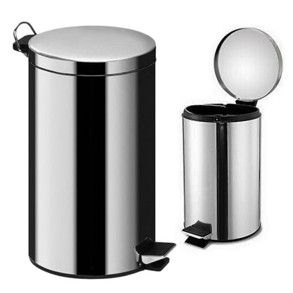 STAINLESS STEEL SILVER KITCHEN BATHROOM TOILET RUBBISH PEDAL BIN 3 5 12 20 & 30L