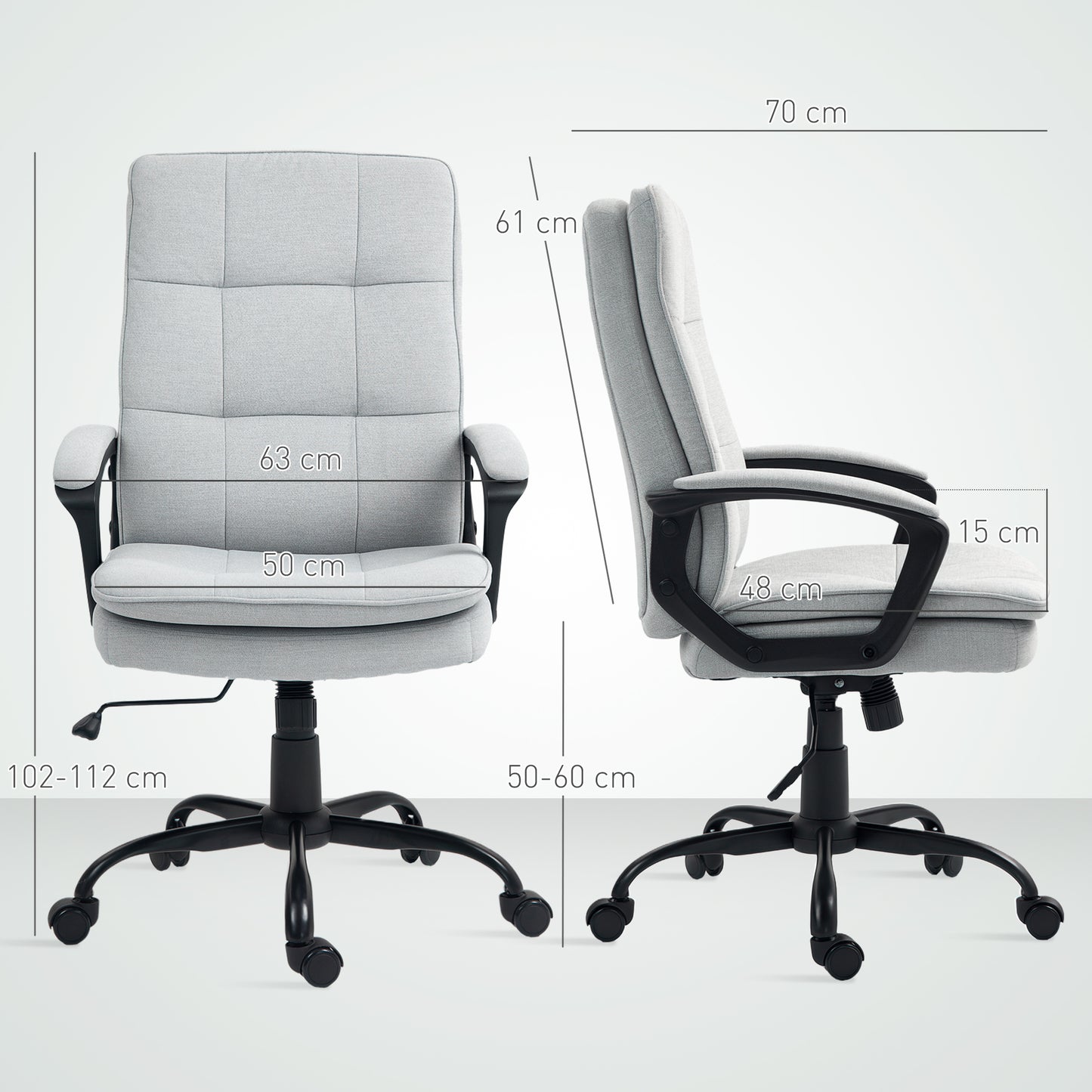Office Chair with Dual-Layer Padding, Fabric Computer Desk Chair for Home Office