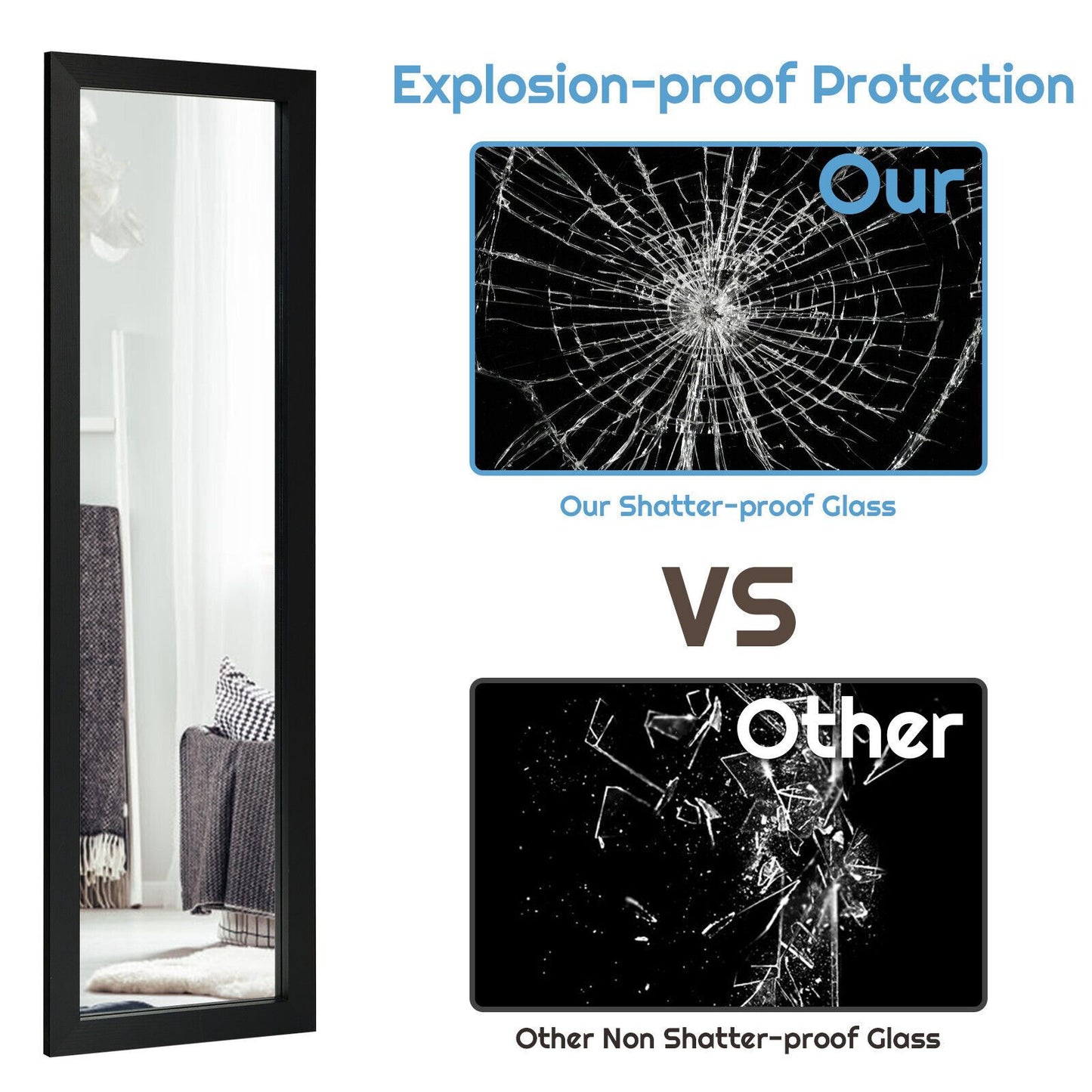 Full Body Mirror Wall Mounted Dressing Mirror for Bedroom