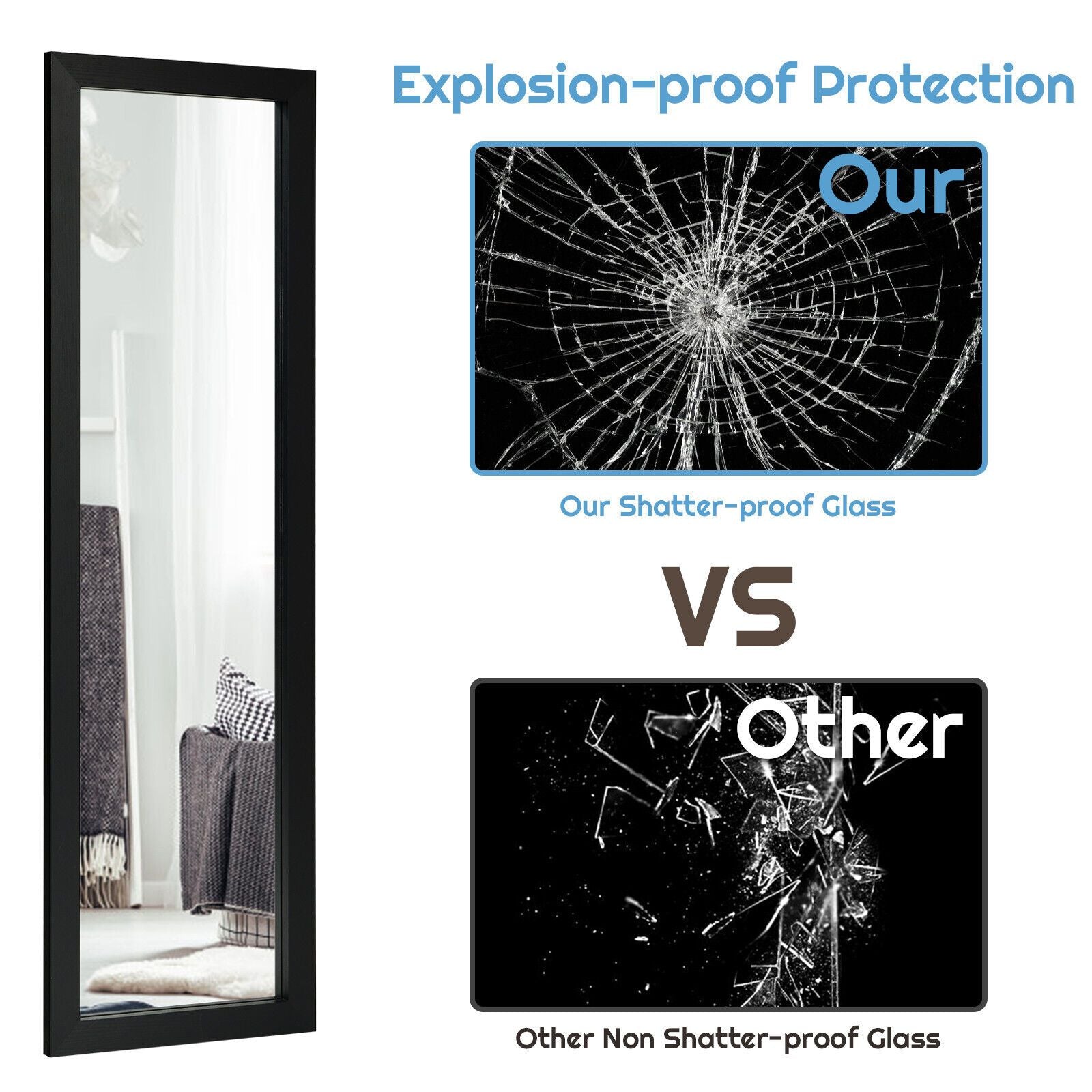 Full Body Mirror Wall Mounted Dressing Mirror for Bedroom