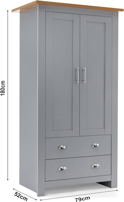 3 Door 2 Drawers Wardrobe with Shelves Storage & Hanging Rail Bedroom Furniture