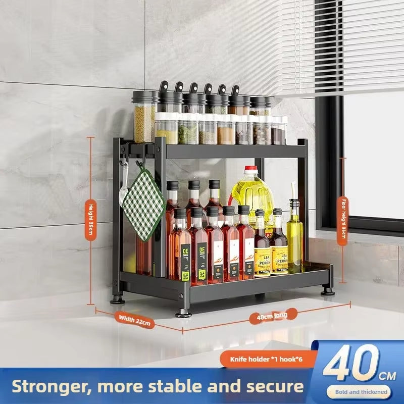 SpiceCraft™ Multi-Layer Kitchen Organizer – Countertop Seasoning Rack with Knife, Chopstick & Dish HolderKitchen Seasoning Rack Storage Rack Multi-Layer Dish Seasoning Rack Chopstick Knife Holder Countertop Multi-Functional Seasoning