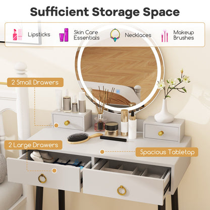 Makeup Vanity Desk with Lighted Mirror for Bedroom