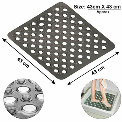 Bath Shower Mat Non Slip PVC Bathroom Rubber anti Slip Suction Square 43 X 43 Cm