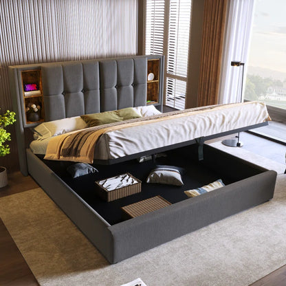 Upholstered Bed Storage Bed with Usb