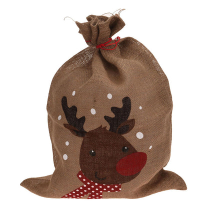 Christmas Sack Jute Bag Drawstring Gift Reusable Present Stocking Storage XL