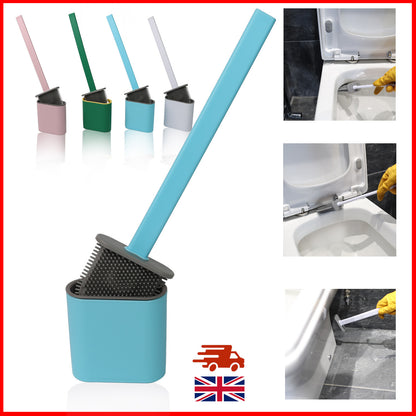 Toilet Brush & Holder Set Bathroom Cleaning Accessory Silicone