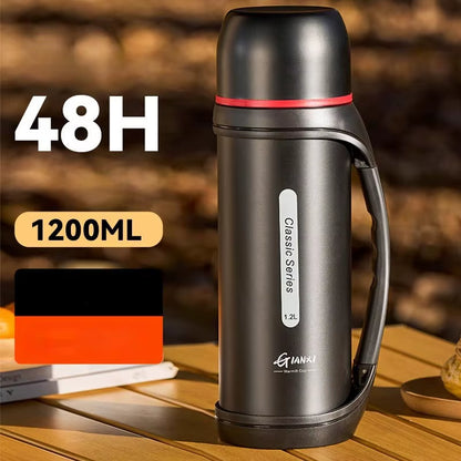 1.2L Large Capacity Kettle Outdoor Camping Thermos Outdoor Travel Coffee Thermos Portable Vacuum Cup
