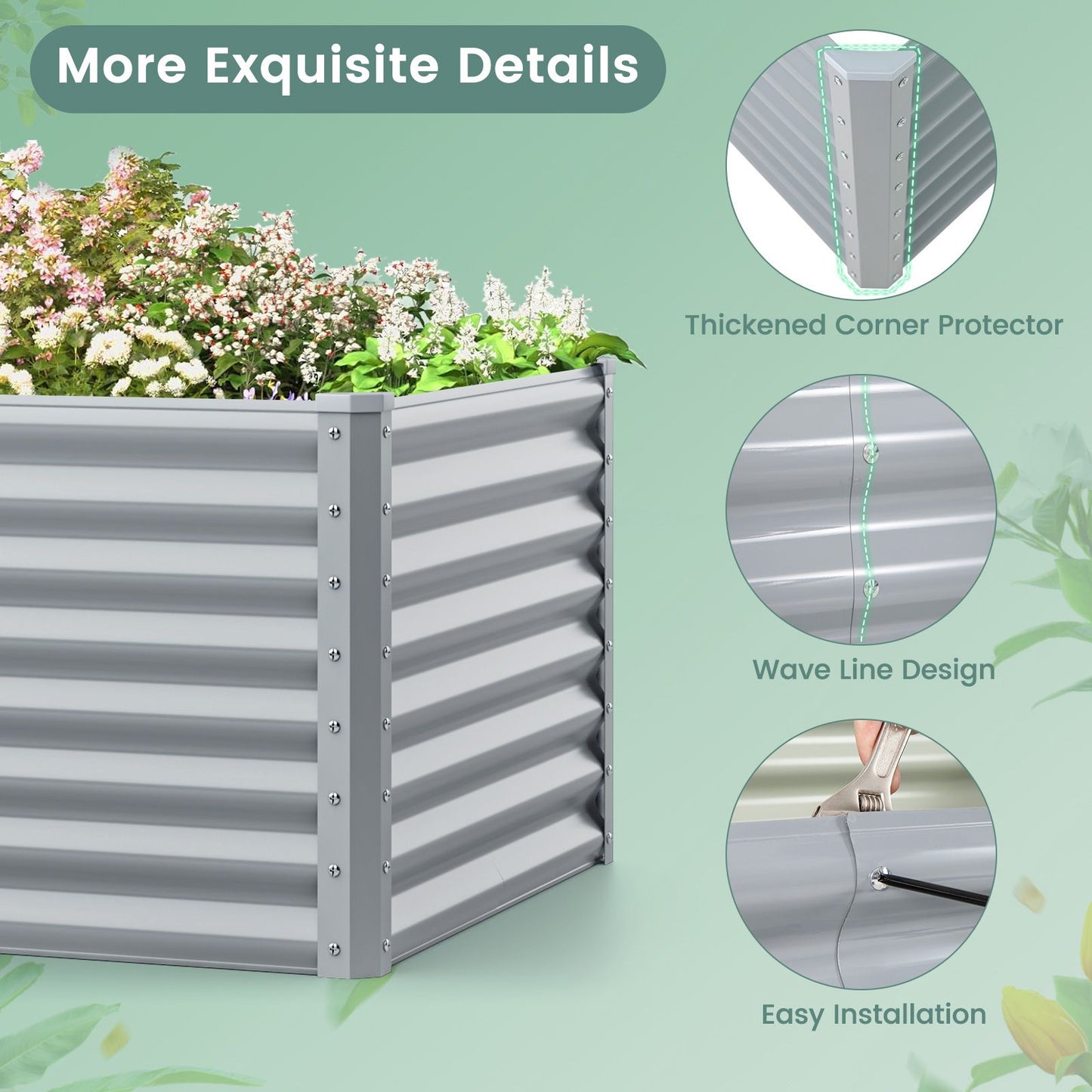 60 Cm Raised Garden Bed Elevated Garden Planter with Open Bottom Design