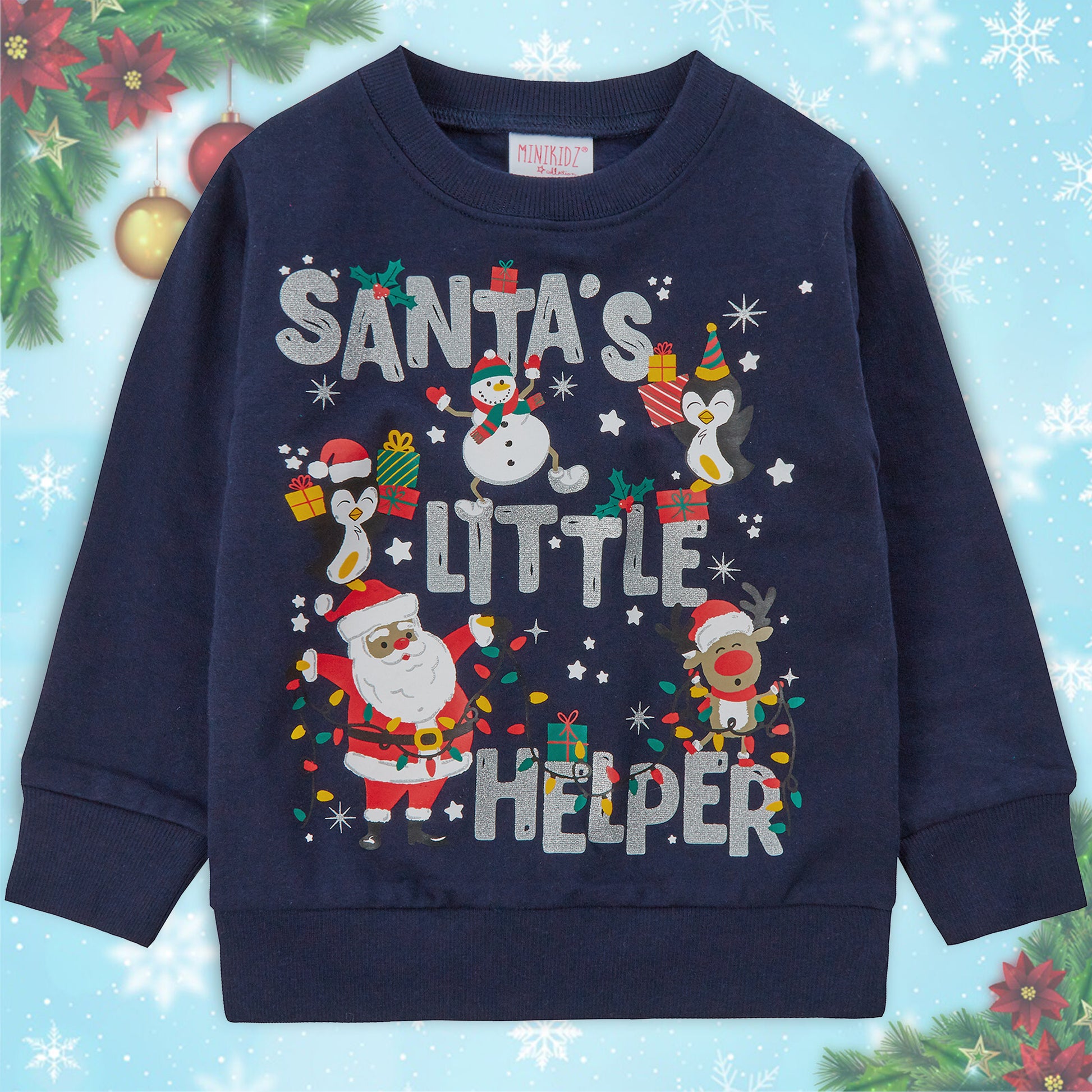 Childrens Kids Boys Girls Christmas Xmas Jumper Sweatshirt Sweater Glitter Warm